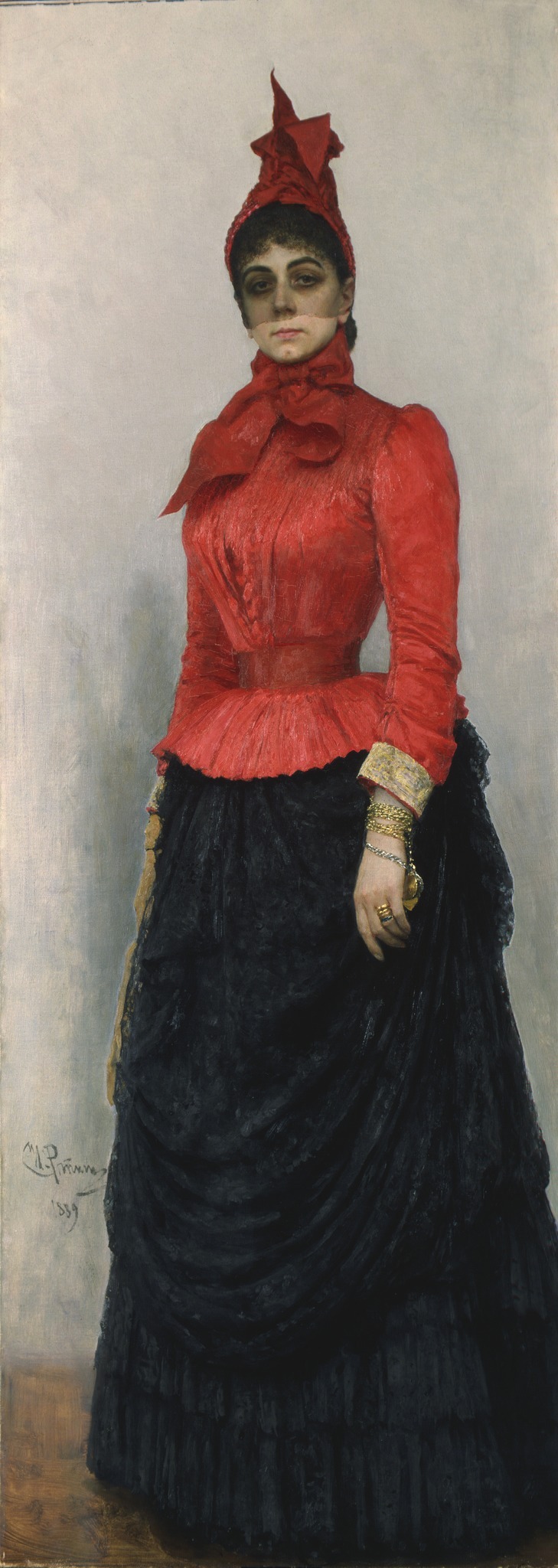 Ilya Répine, La baronne Varvara Ikskül von Hildenbandt dite la Baronne rouge (1850-1928), 1889. Huile sur toile. 196,5x71,7cm. Moscou, Galerie Tretiakov, inv 753.