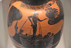 Ulysse et les Sirènes- Vase attique, figures noires- 525- 500 av.JC 